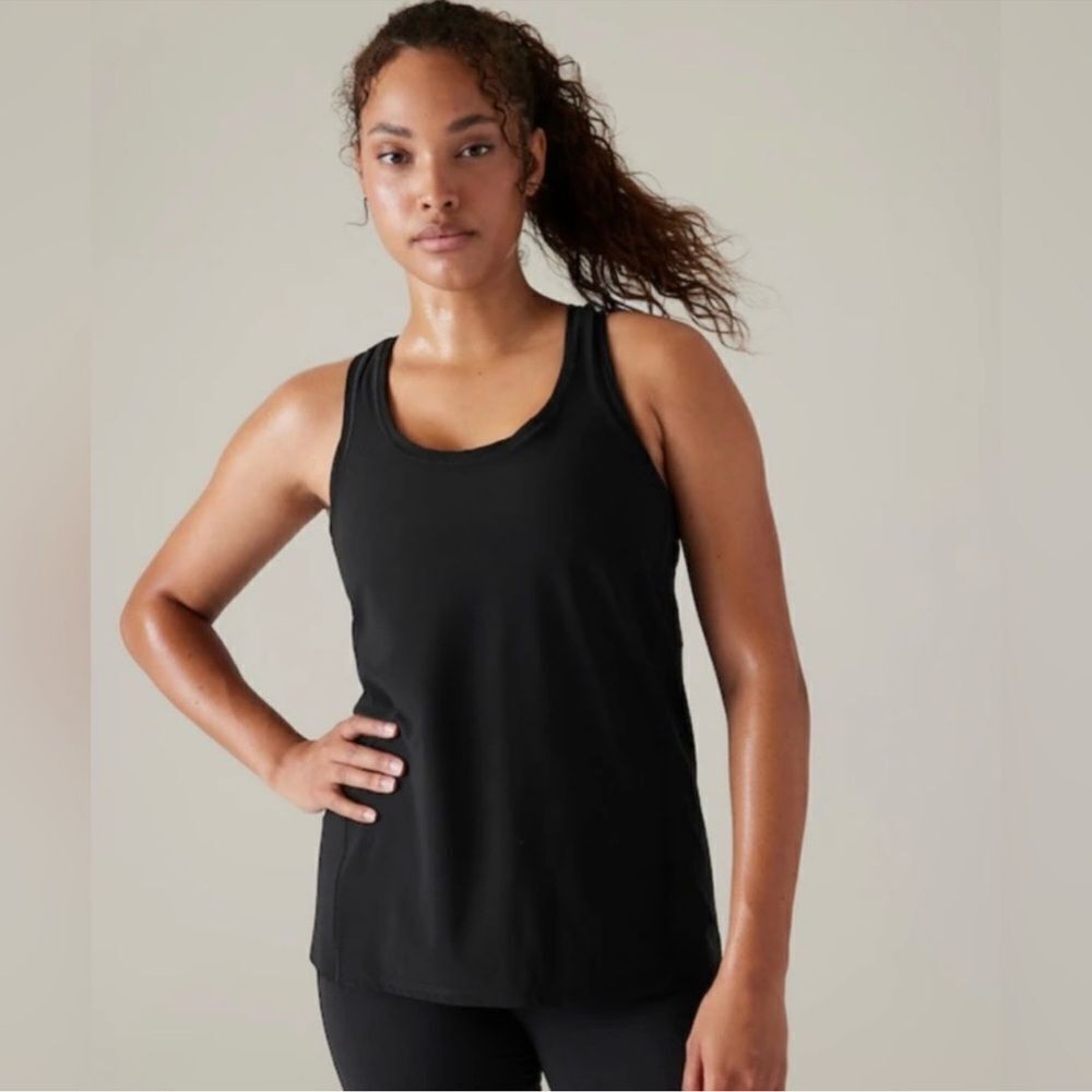 Athleta XL Black Racer Back Mesh Inset Gym Yoga Active Tank